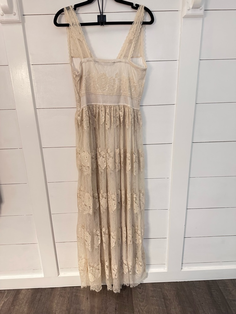 Silvian Heach L Cream lace sleeveless lined maxi dress vintage feminine antique - Picture 2 of 16